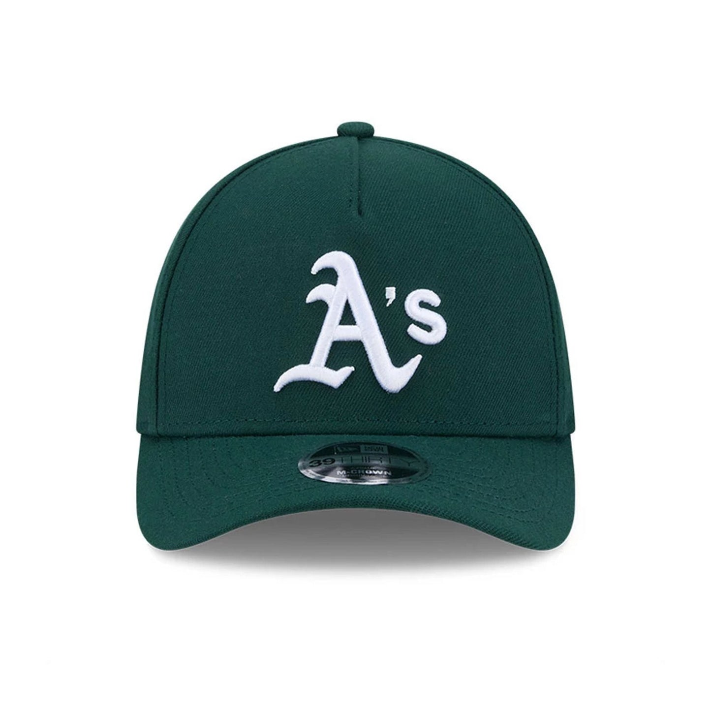 Pictured is this MLB Athletics 39THIRTY M-Crown A-Frame Stretch Fit cap in dark green. 3