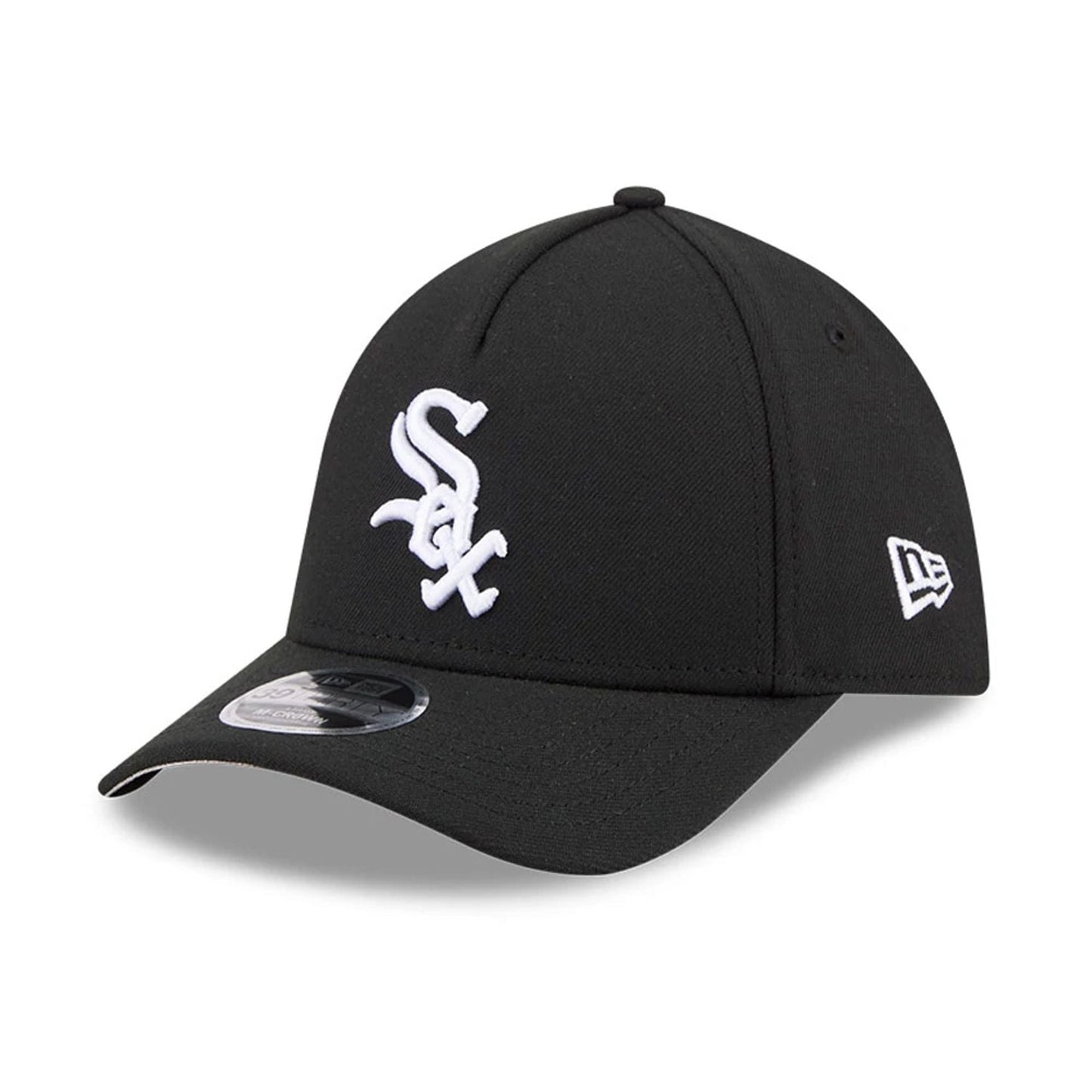 Pictured is this MLB Chicago White Sox 39THIRTY M-Crown A-Frame Stretch Fit cap in black. 1