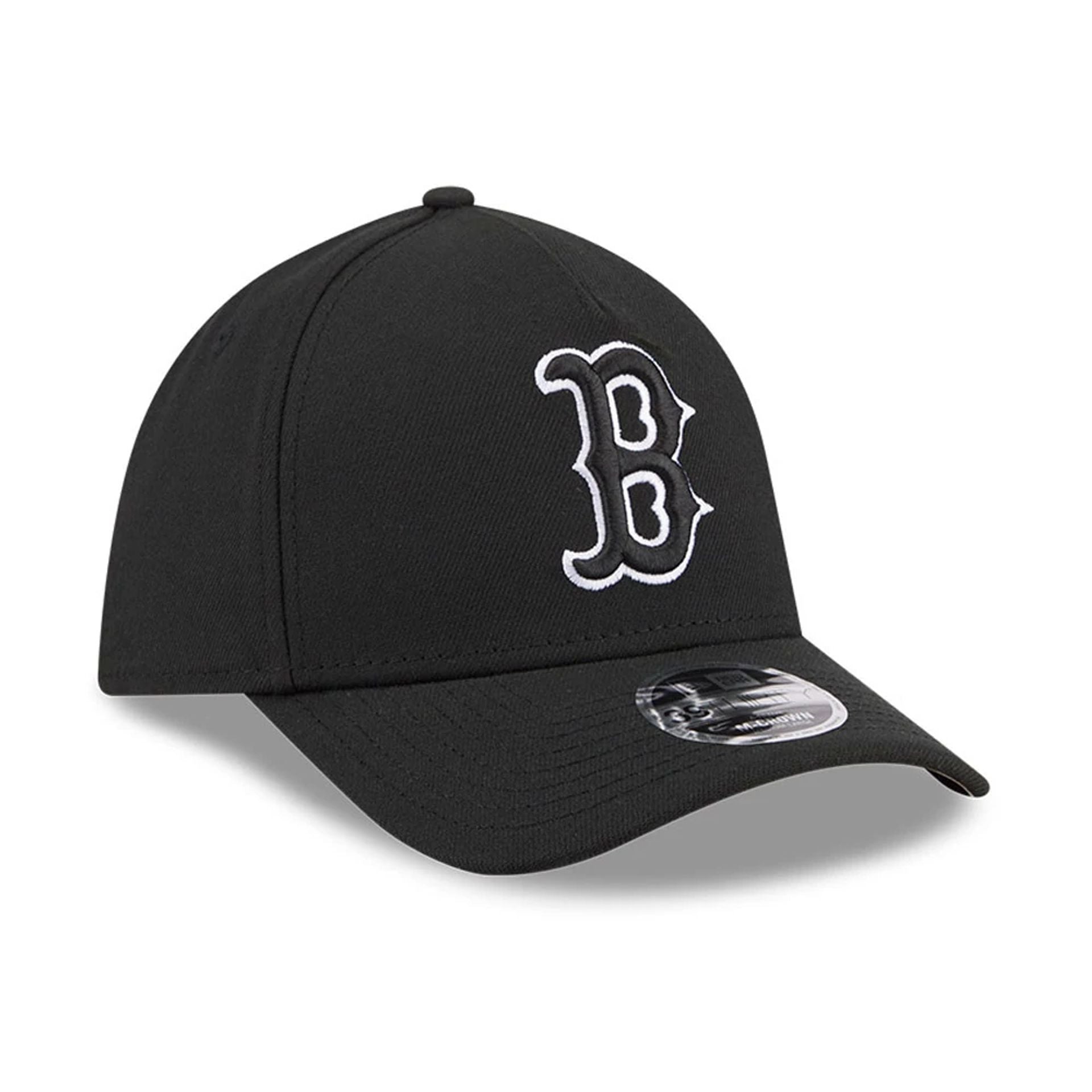 Pictured is this MLB Boston Red Sox 39THIRTY M-Crown A-Frame Stretch Fit cap in black. 4