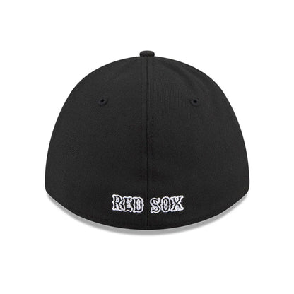 Pictured is this MLB Boston Red Sox 39THIRTY M-Crown A-Frame Stretch Fit cap in black. 5