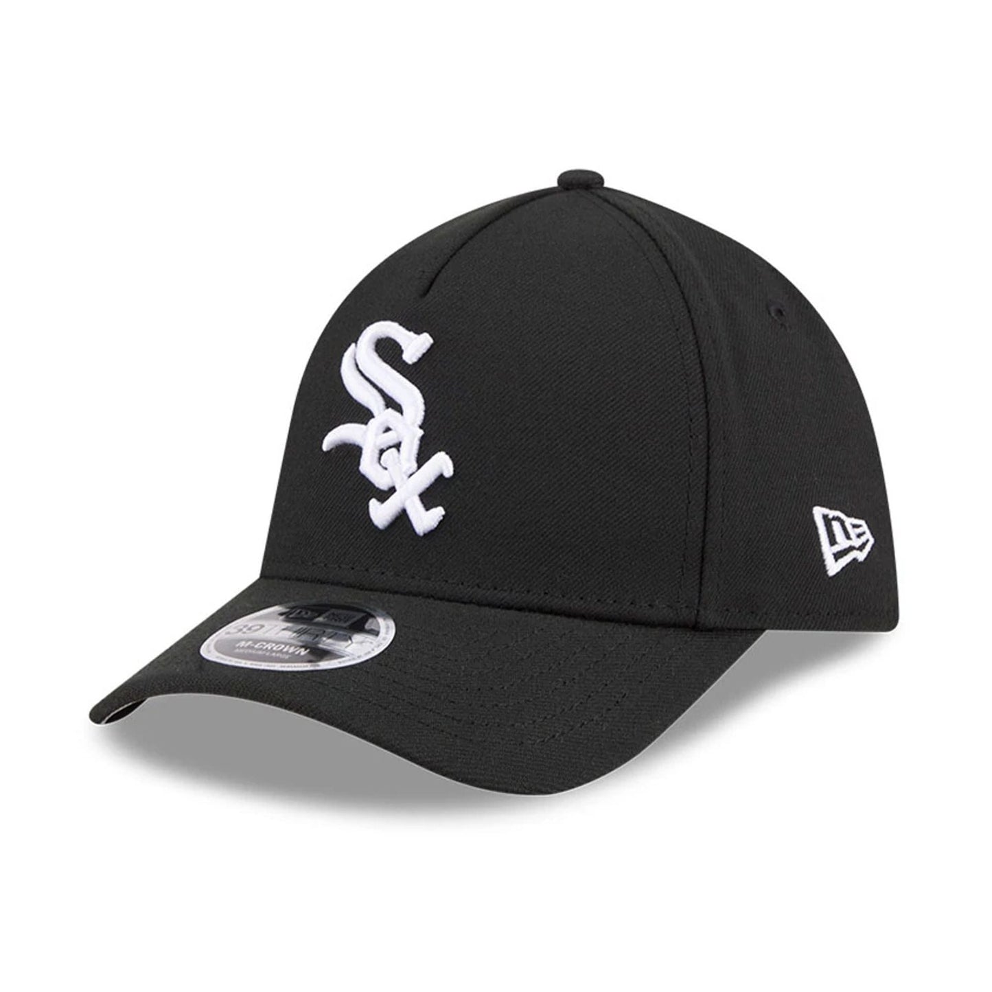 Pictured is this MLB Chicago White Sox 39THIRTY M-Crown A-Frame Stretch Fit cap in black. 1