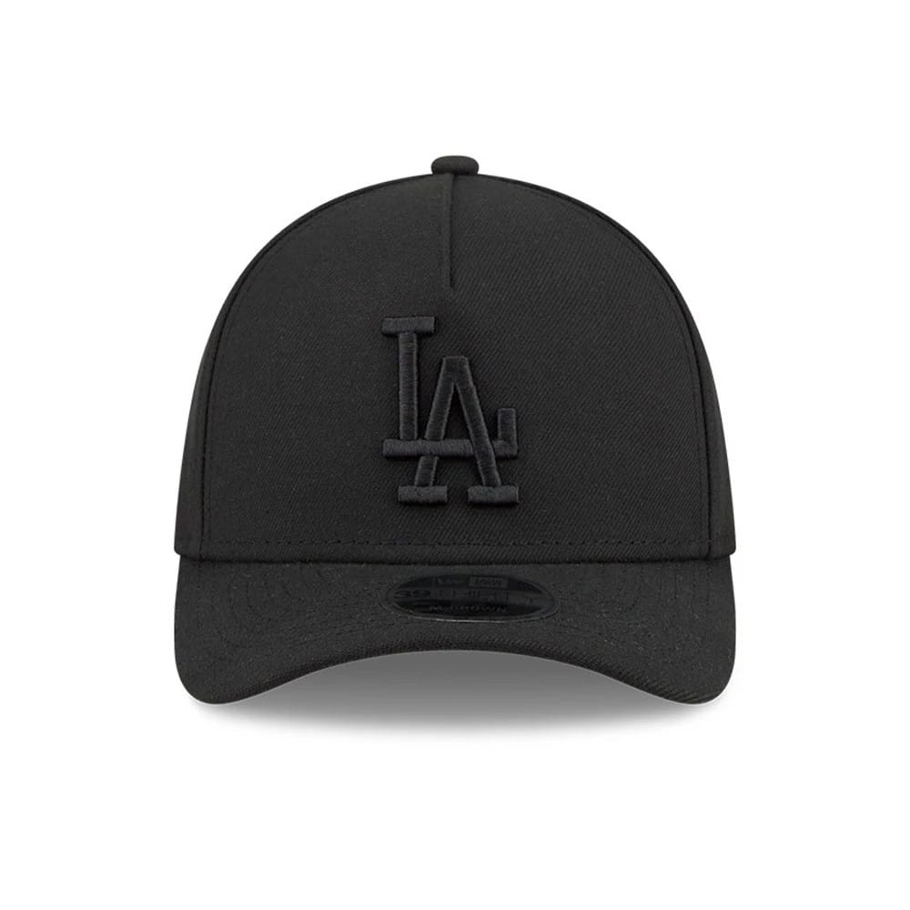 Pictured is this MLB Outline LA Dodgers 39THIRTY M-Crown A-Frame Stretch Fit cap in black. 3