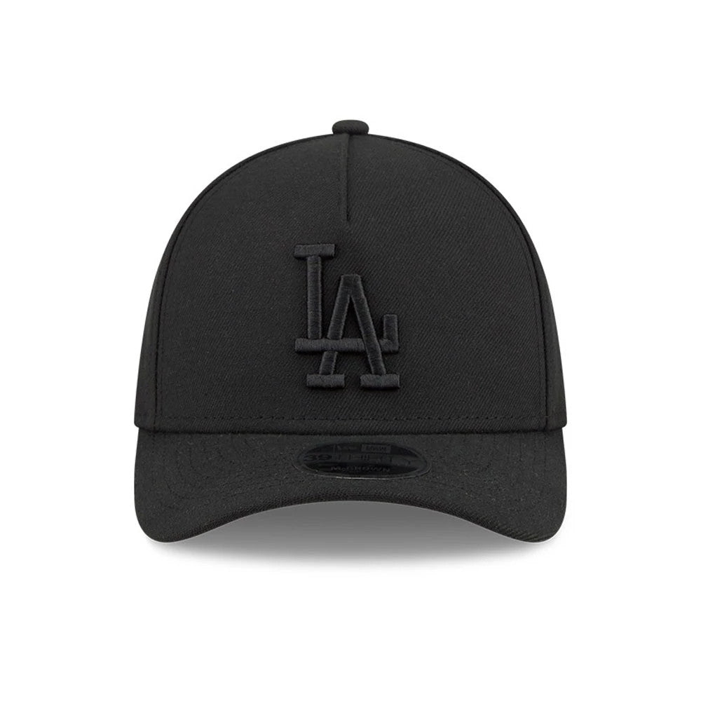 Pictured is this MLB Outline LA Dodgers 39THIRTY M-Crown A-Frame Stretch Fit cap in black. 3