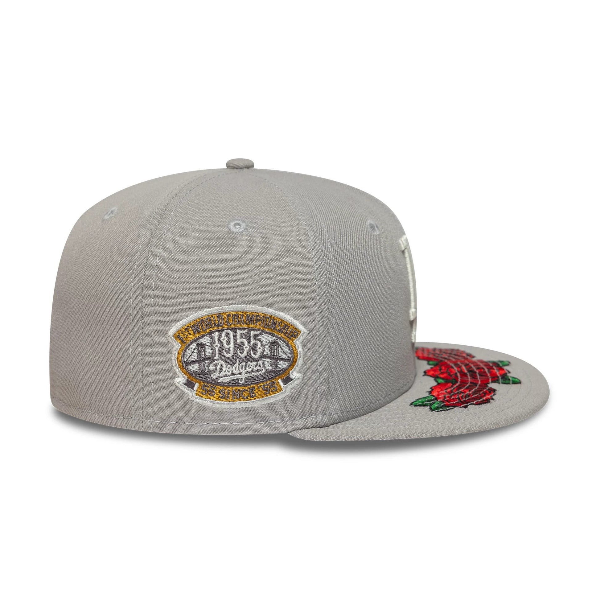 This is a LA Dodgers MLB Cooperstown Floral Grey 59FIFTY Fitted Cap 4
