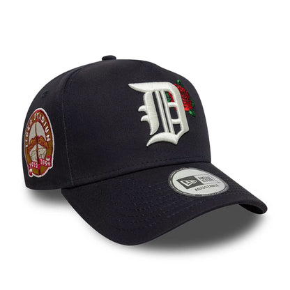 This is a Detroit Tigers MLB Cooperstown Floral Navy 9FORTY E-Frame Adjustable Cap 1