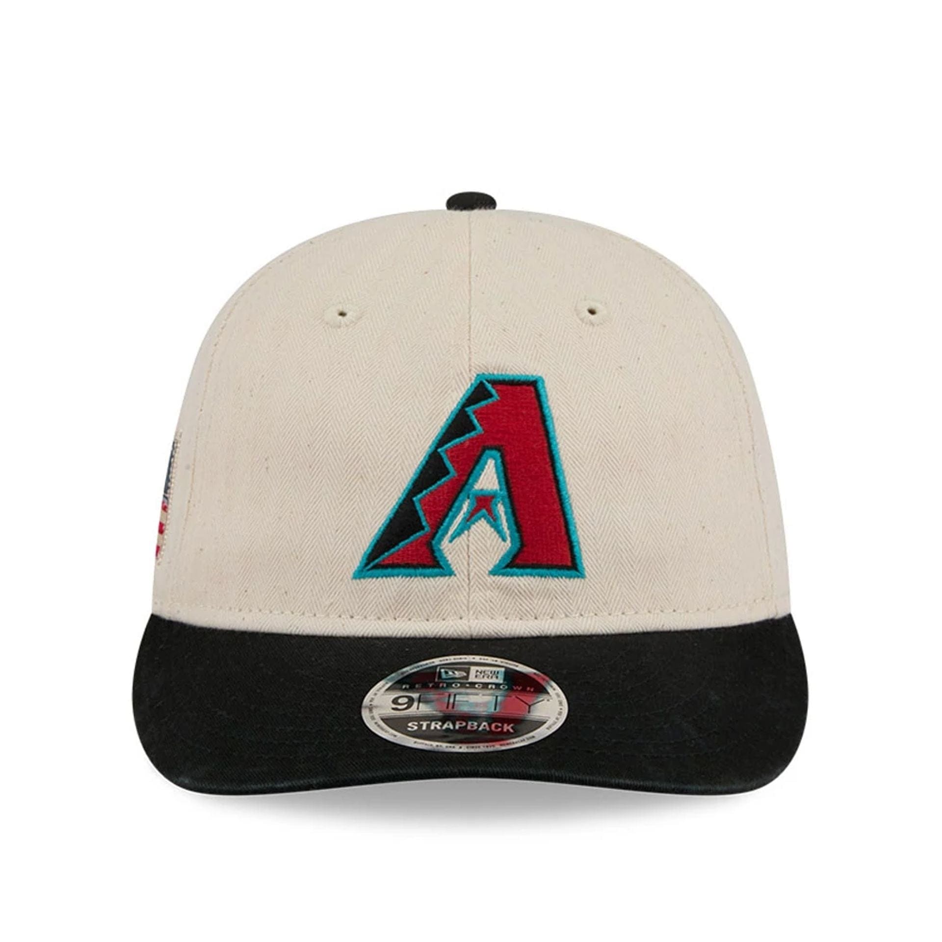 This is a Arizona Diamondbacks MLB Americana Herringbone White Retro Crown 9FIFTY Adjustable Cap 4