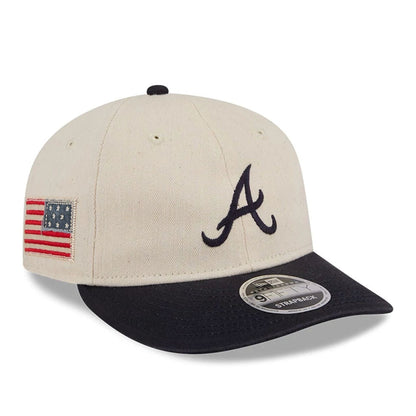 This is a Atlanta Braves MLB Americana Herringbone White Retro Crown 9FIFTY Adjustable Cap 1