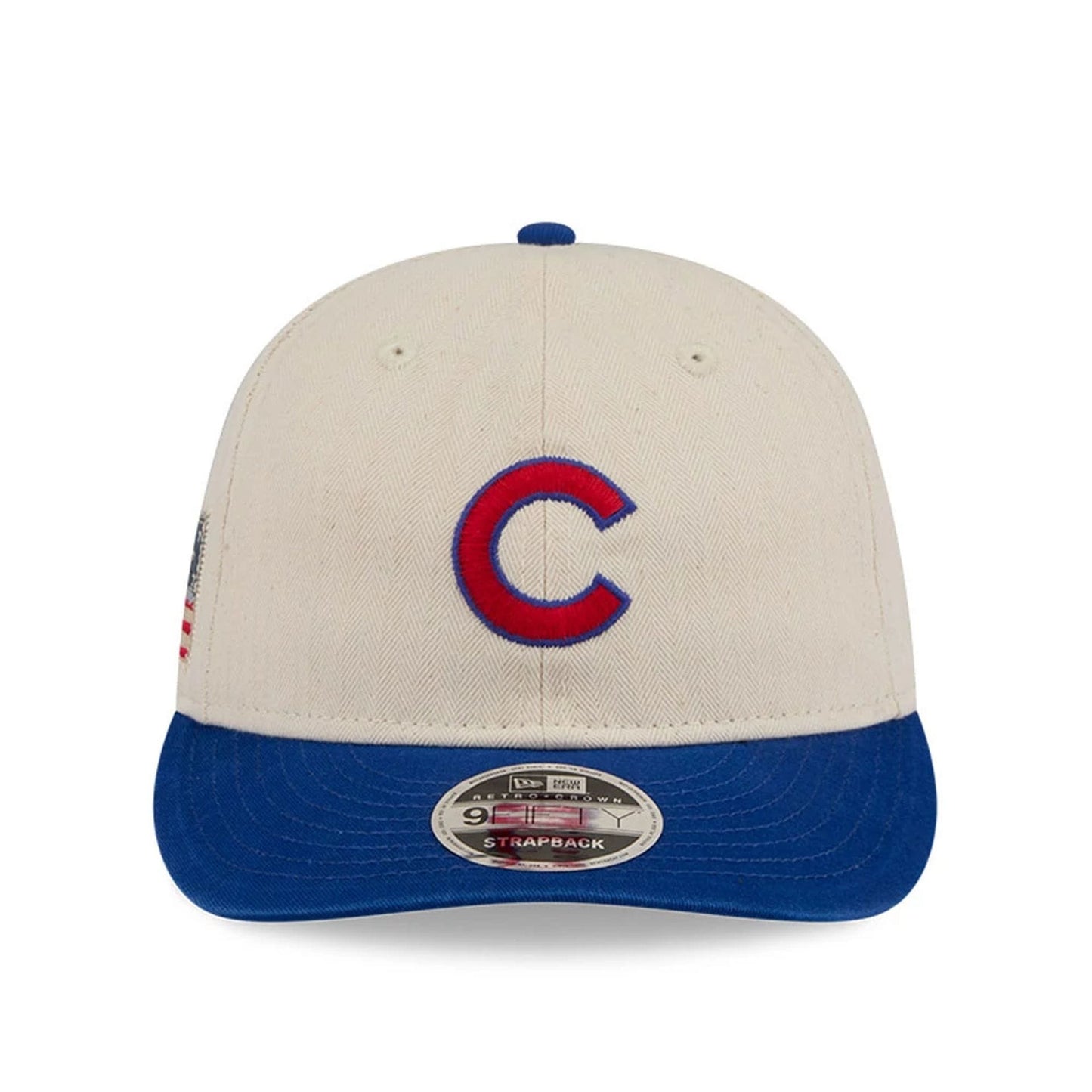 This is a Chicago Cubs MLB Americana Herringbone White Retro Crown 9FIFTY Adjustable Cap 4