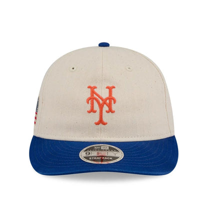 This is a New York Mets MLB Americana Herringbone White Retro Crown 9FIFTY Adjustable Cap 5