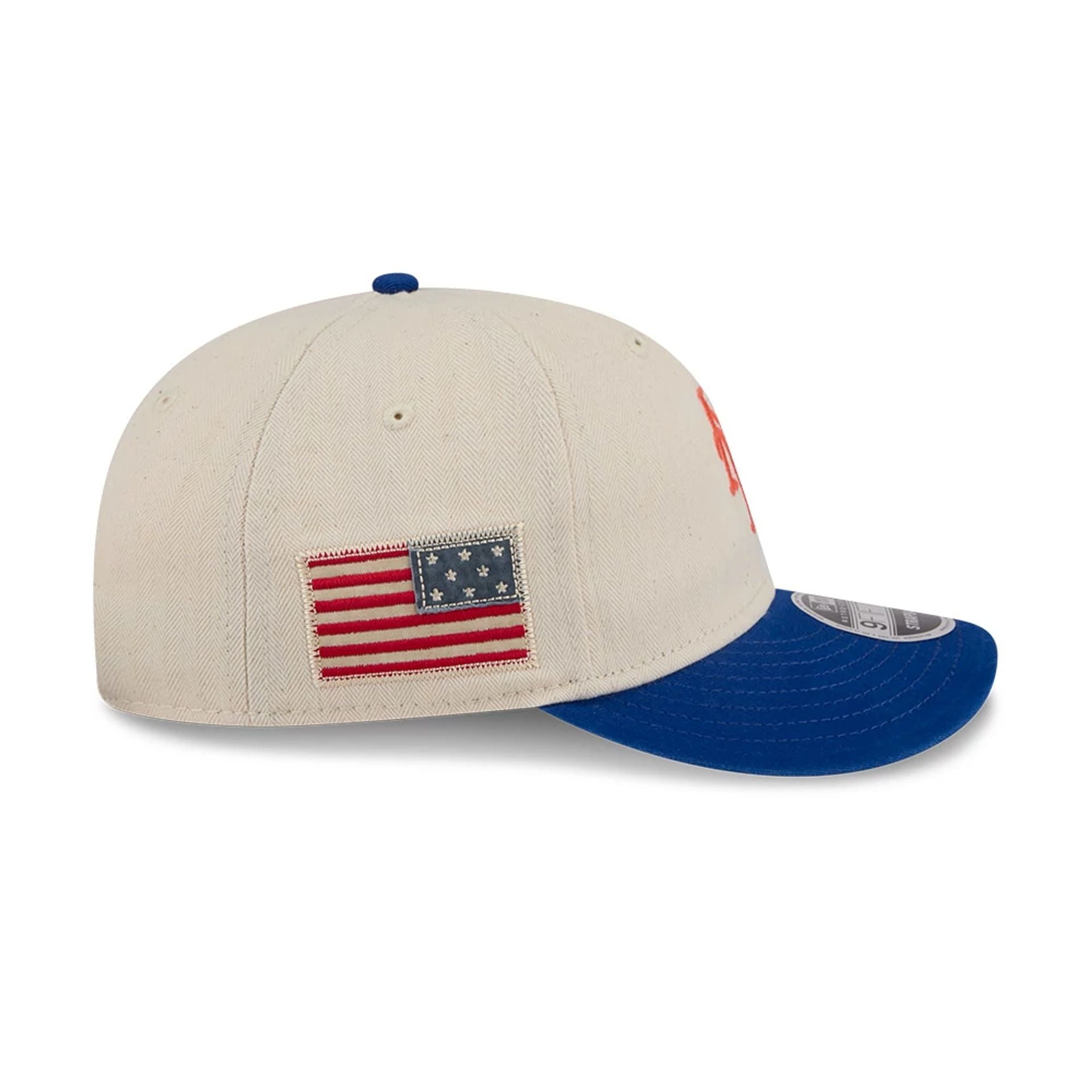 This is a New York Mets MLB Americana Herringbone White Retro Crown 9FIFTY Adjustable Cap 6