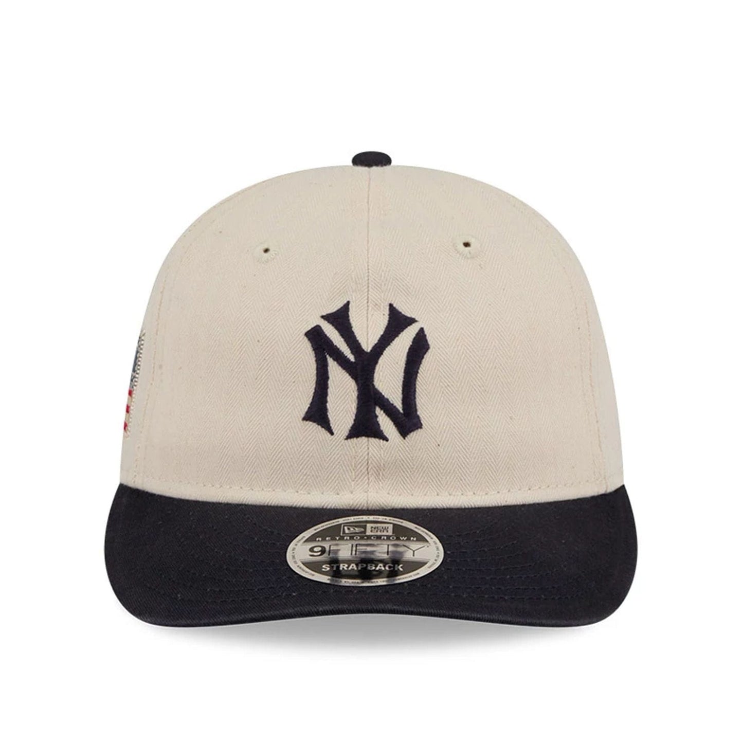 This is a New York Yankees MLB Americana Herringbone White Retro Crown 9FIFTY Adjustable Cap 4