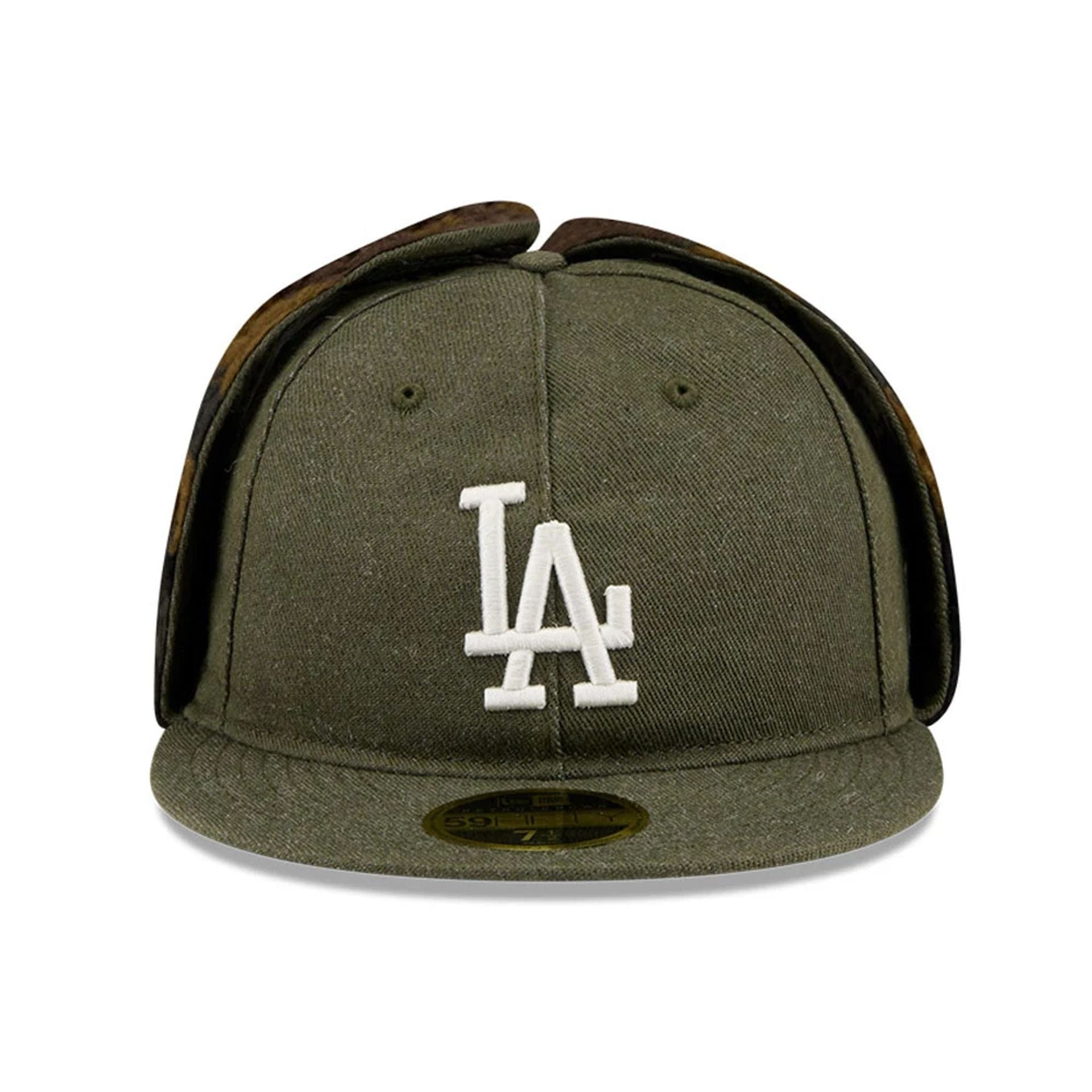 This is a LA Dodgers MLB Camo Open Green Retro Crown 59FIFTY Fitted Cap 3