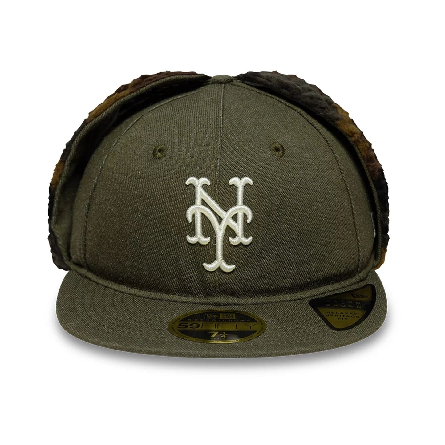 This is a New York Mets MLB Camo Open Green Retro Crown 59FIFTY Fitted Cap 4