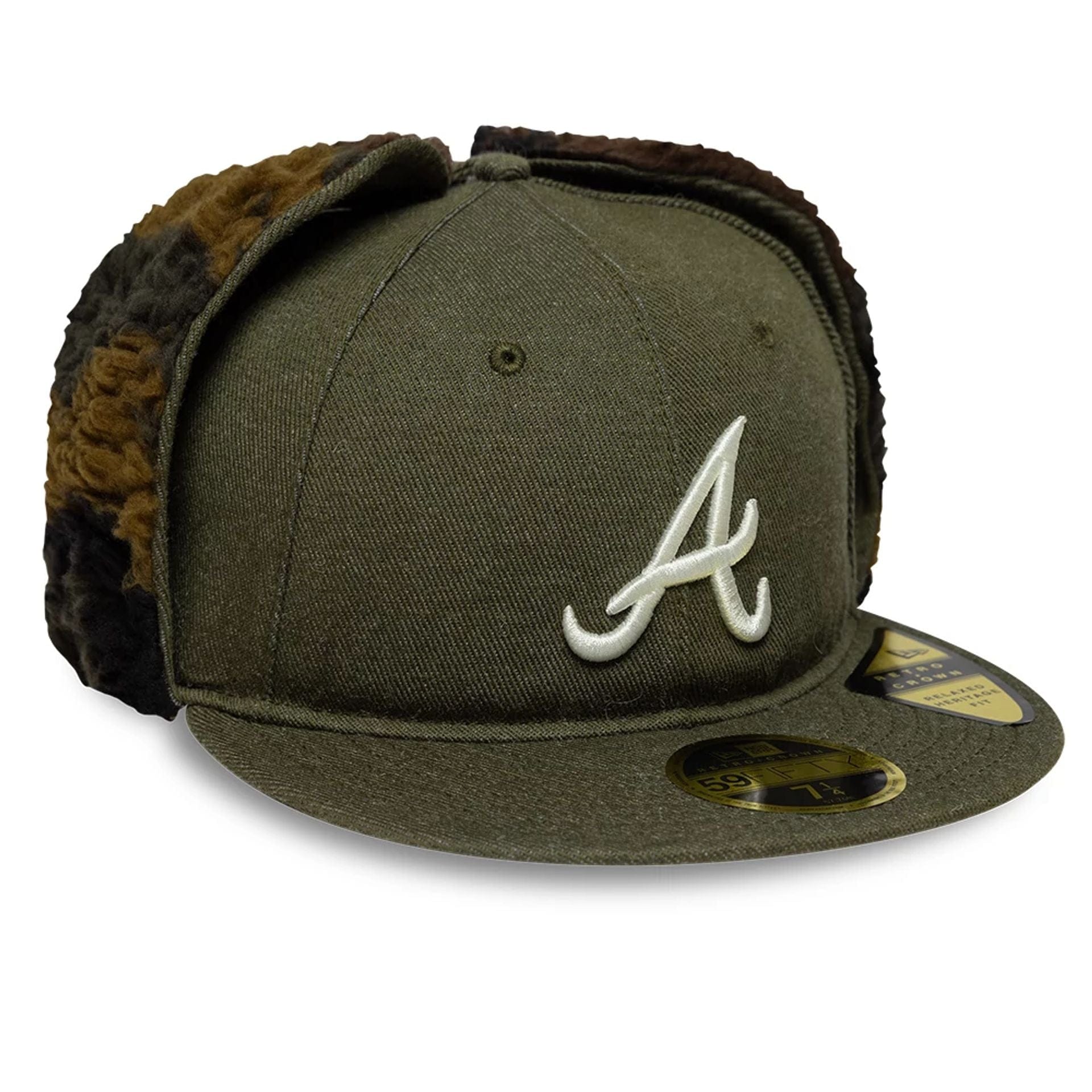 This is a Atlanta Braves MLB Camo Open Green Retro Crown 59FIFTY Fitted Cap 5