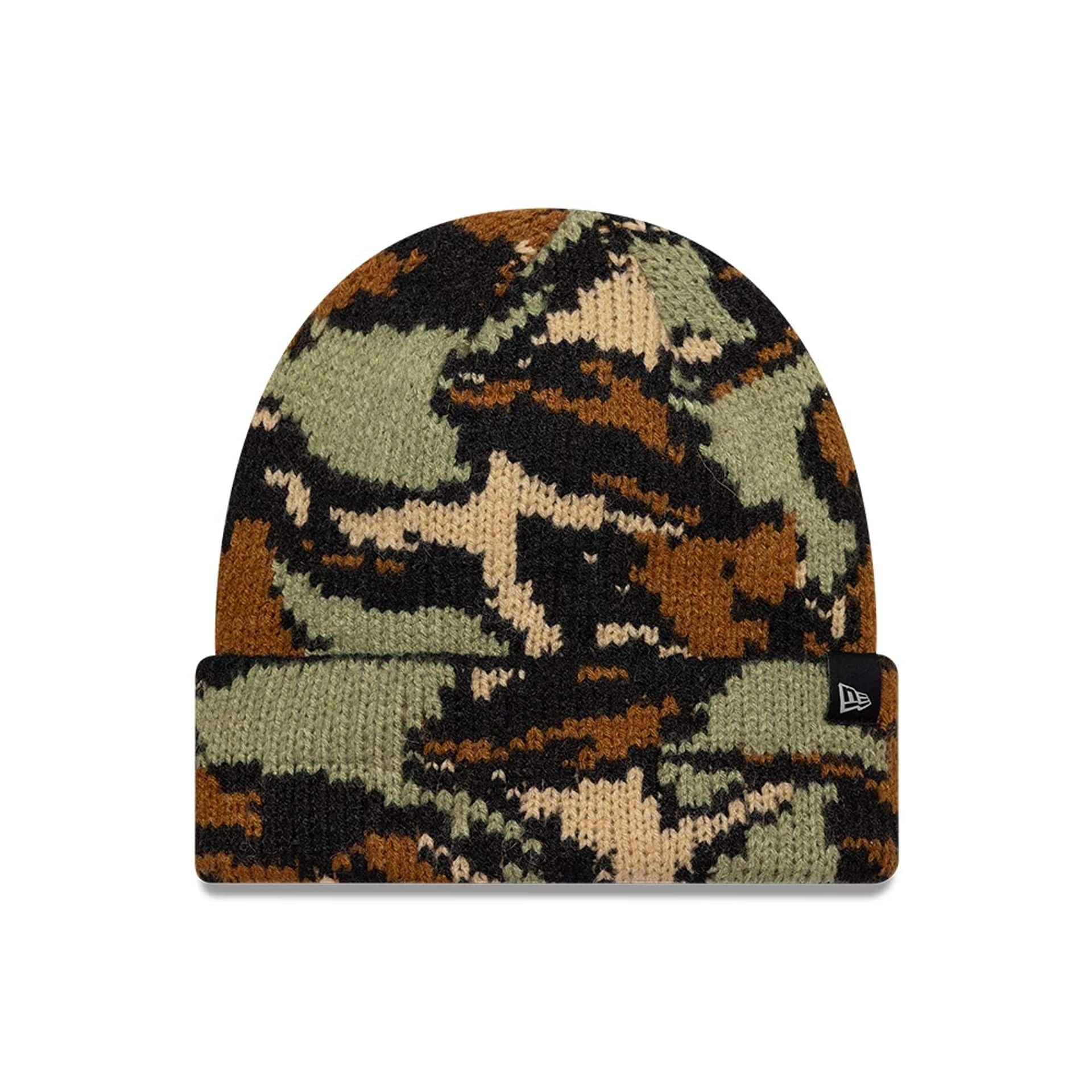 New Era Patchwork Camo Cable Knit Beanie Hat | NEC EU