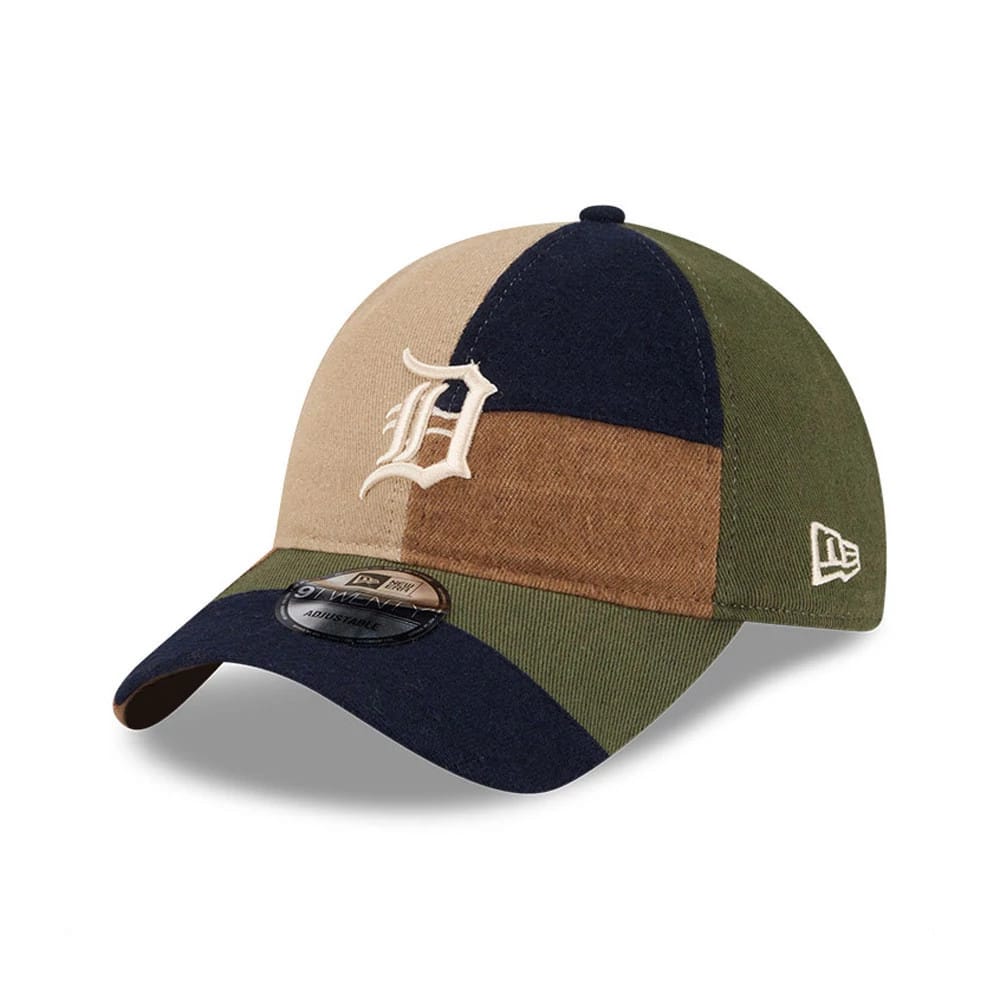 This is a Detroit Tigers MLB Patchwork Open Brown 9TWENTY Adjustable Cap 1