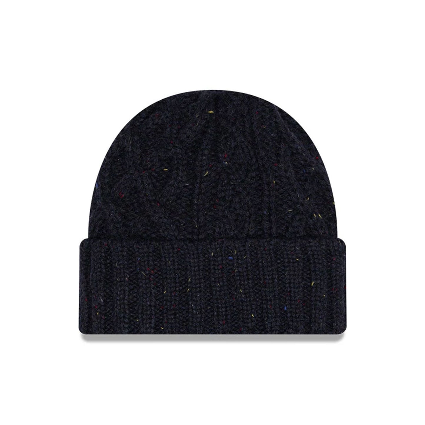 This is a  New Era Speckled Navy Cable Knit Beanie Hat 1