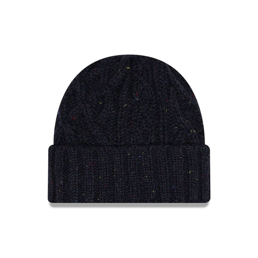 This is a  New Era Speckled Navy Cable Knit Beanie Hat 1
