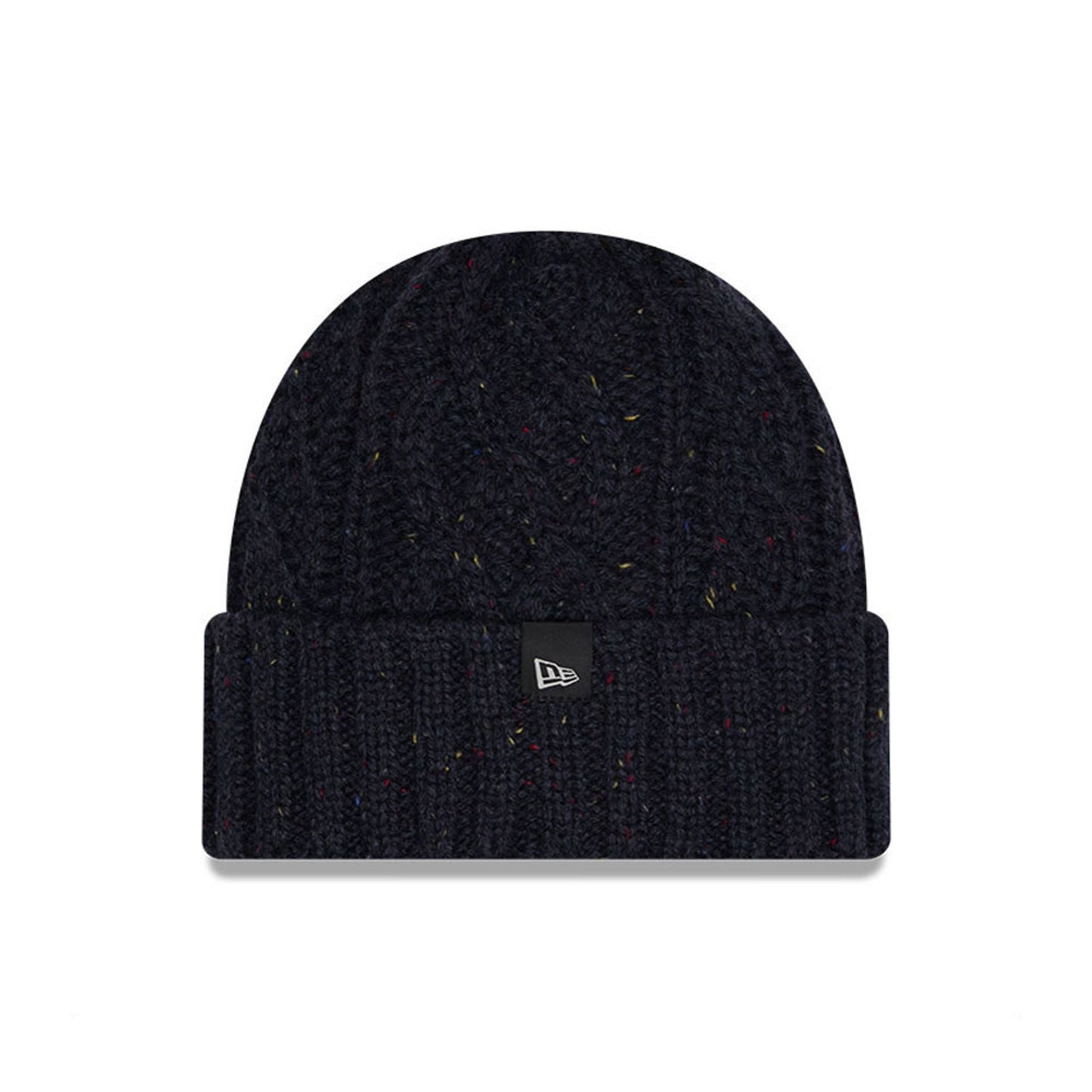 This is a  New Era Speckled Navy Cable Knit Beanie Hat 2