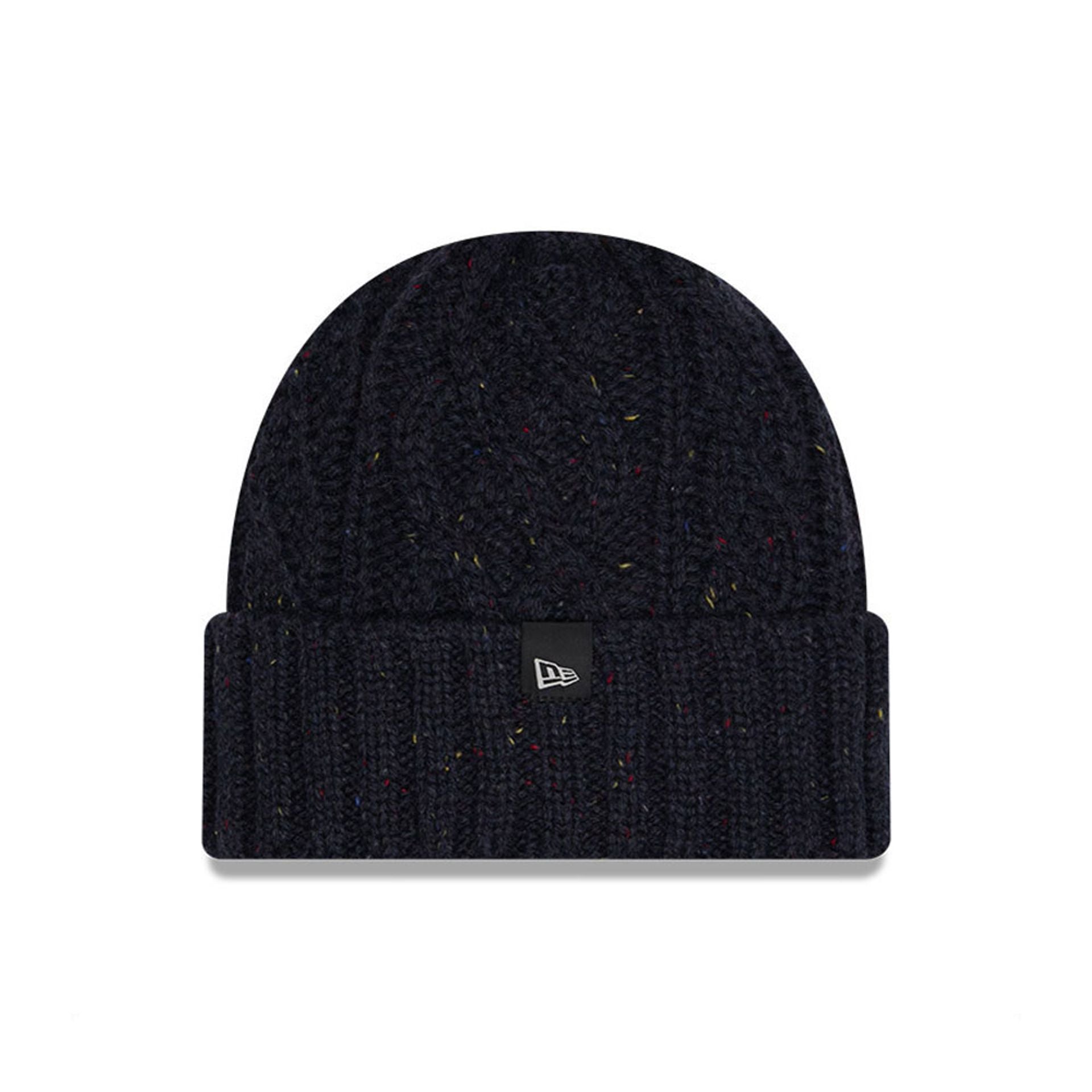 This is a  New Era Speckled Navy Cable Knit Beanie Hat 2
