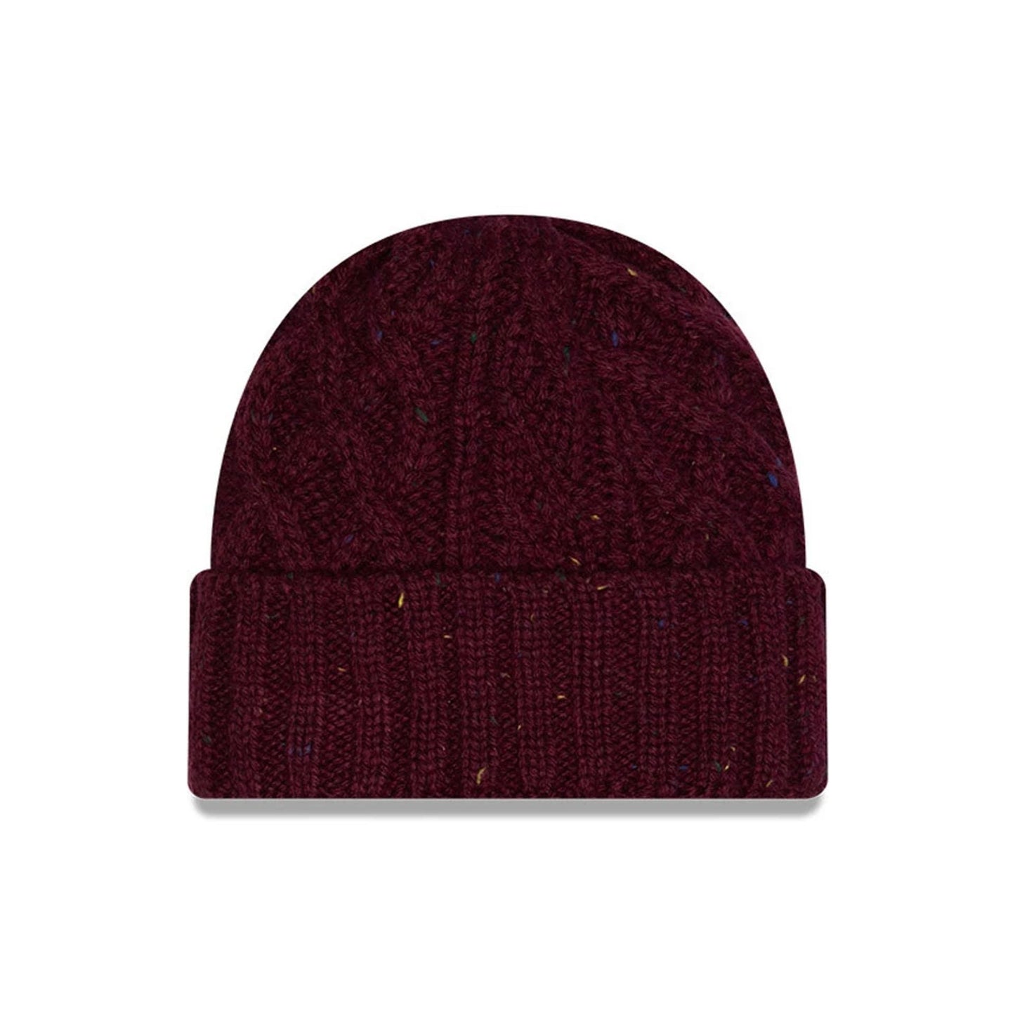 This is a  New Era Speckled Dark Purple Cable Knit Beanie Hat 1