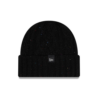 This is a  New Era Speckled Black Cable Knit Beanie Hat 2