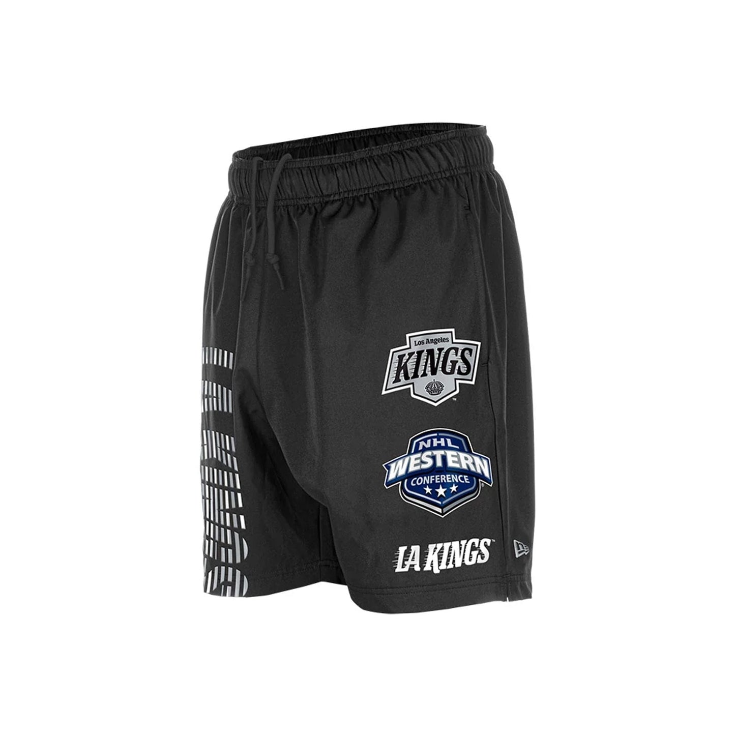The model is wearing this NHL Match LA Kings Oversized Shorts in black. 1