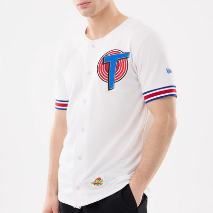 The model is wearing this Warner Brothers Space Jam Mesh Jersey in white. 3