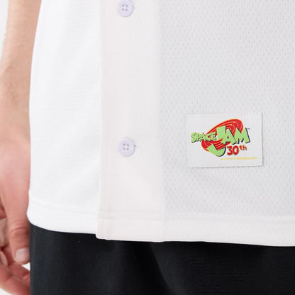 The model is wearing this Warner Brothers Space Jam Mesh Jersey in white. 6