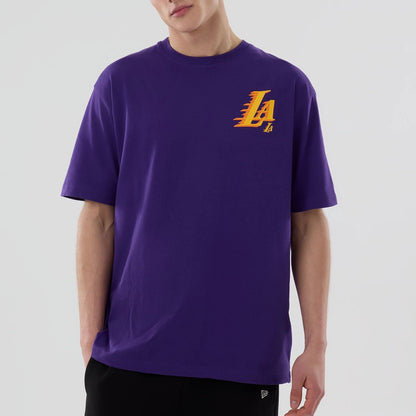 The model is wearing this NBA Graphic LA Lakers T-Shirt in purple. 4