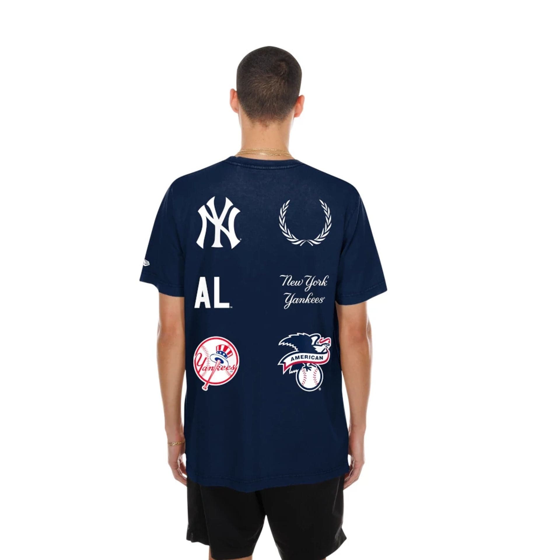 The model is wearing this MLB Match New York Yankees T-Shirt in navy. 2