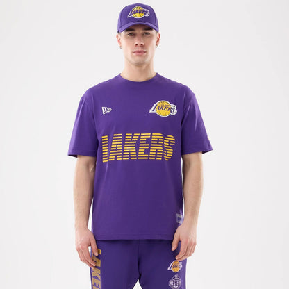The model is wearing this NBA Match LA Lakers T-Shirt in purple. 1