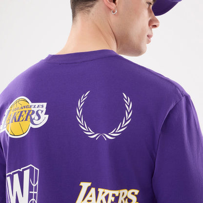 The model is wearing this NBA Match LA Lakers T-Shirt in purple. 3
