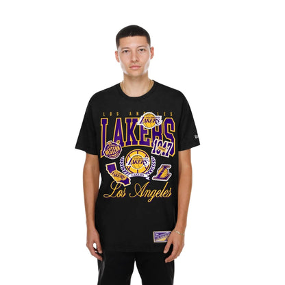 The model is wearing this NBA Sport Classic LA Lakers T-Shirt in black. 1