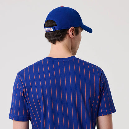 The model is wearing this MLB Pinstripe New York Mets T-Shirt in blue. 6