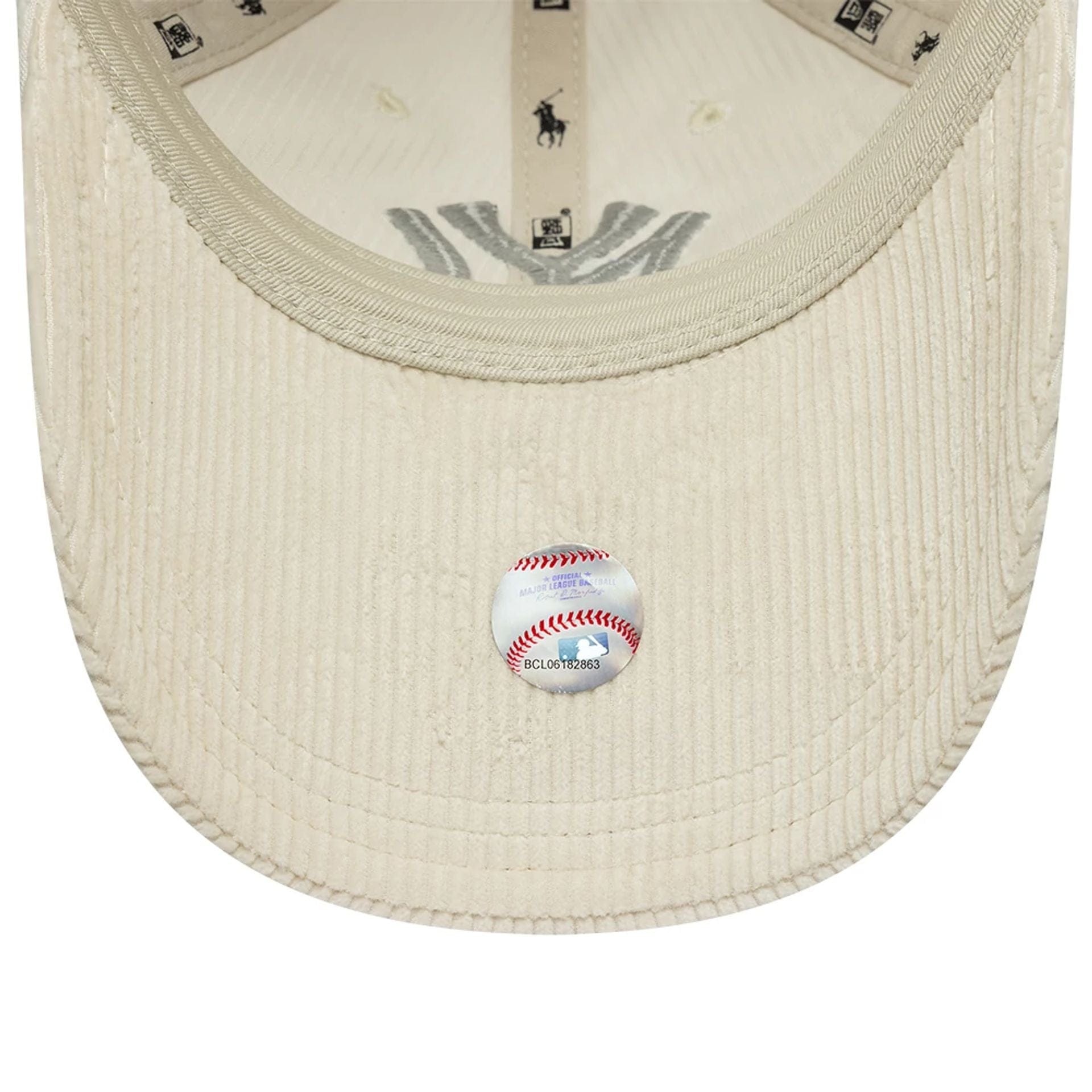 This is a New York Yankees Ralph Lauren x MLB Cord Open Beige Long Visor 9FORTY Adjustable Cap 7