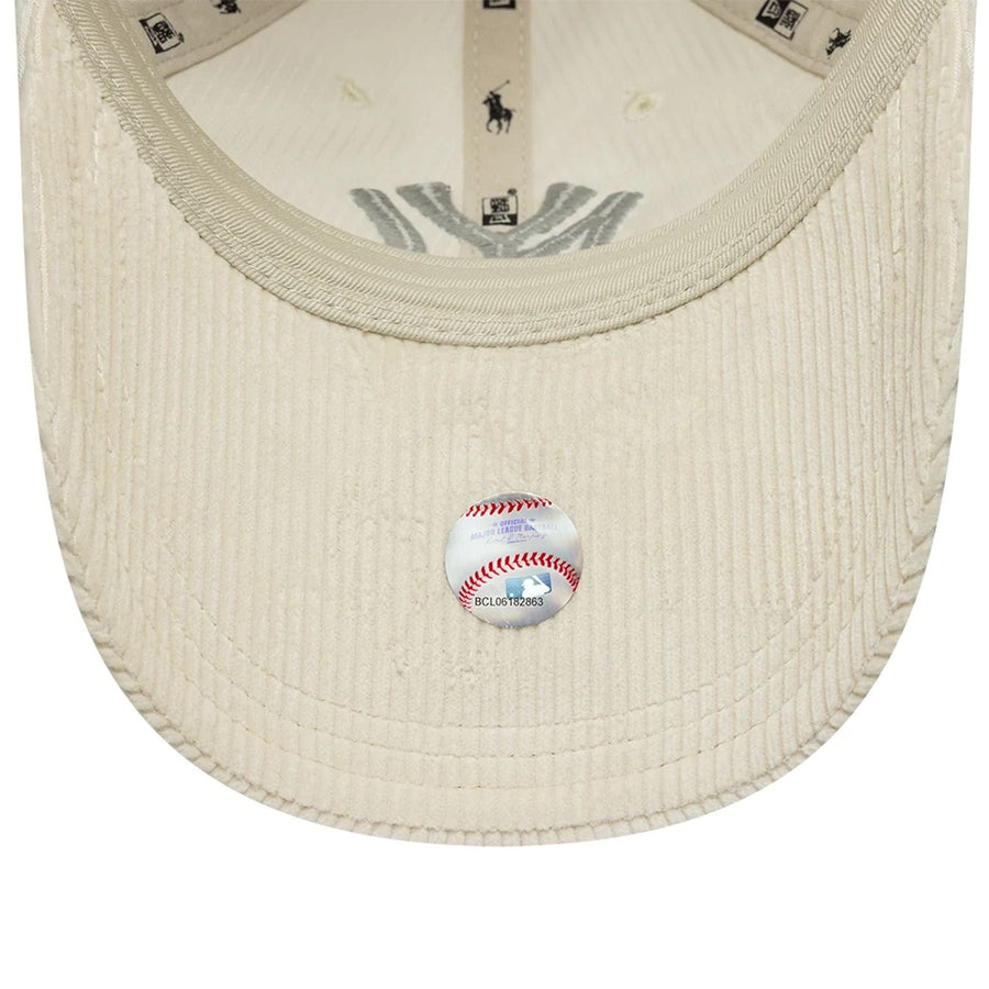 This is a New York Yankees Ralph Lauren x MLB Cord Open Beige Long Visor 9FORTY Adjustable Cap 7