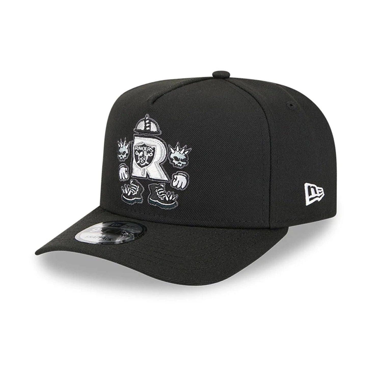 Pictured is this NFL Cartoon Las Vegas Raiders 9FIFTY A-Frame Snapback cap in black. 4