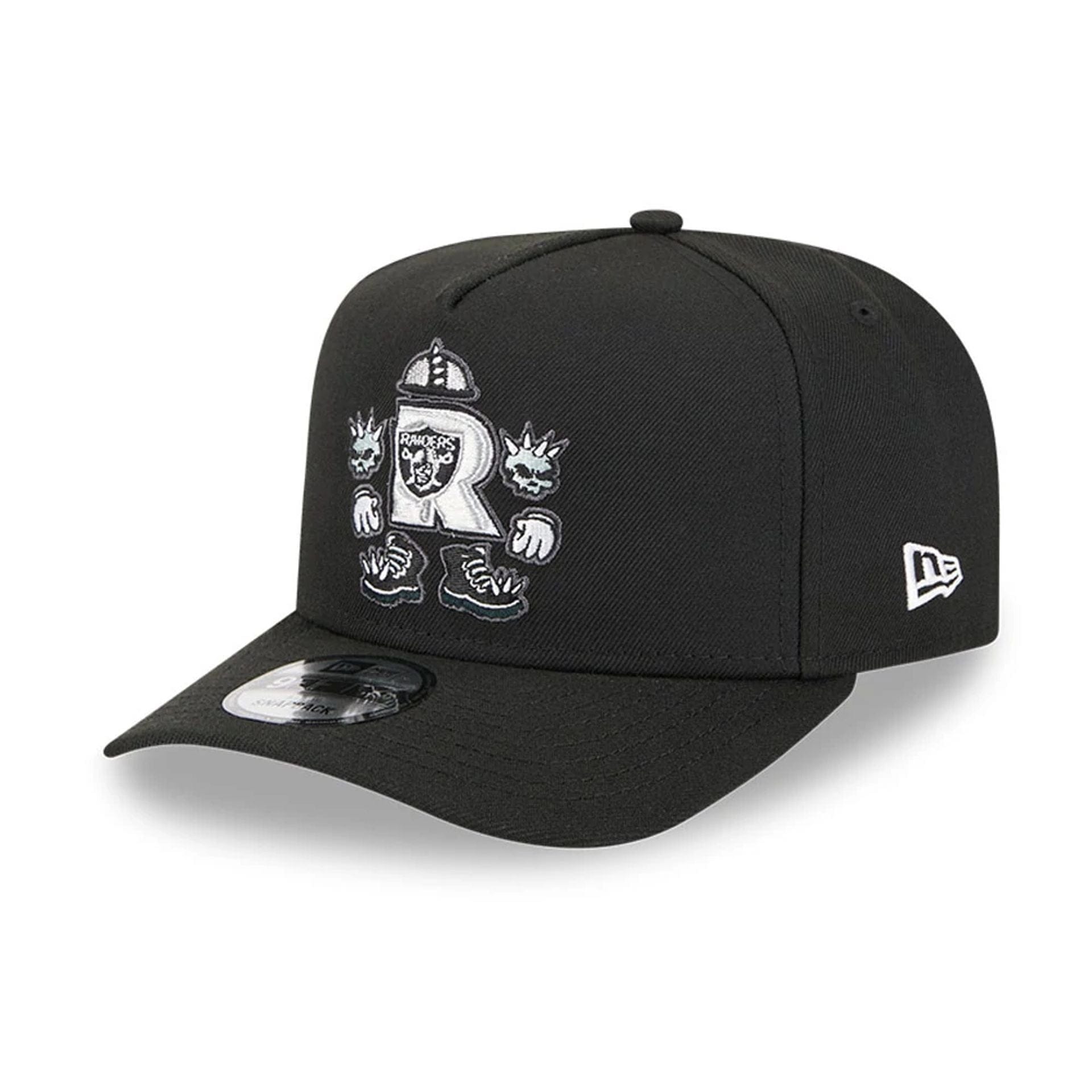 Pictured is this NFL Cartoon Las Vegas Raiders 9FIFTY A-Frame Snapback cap in black. 4