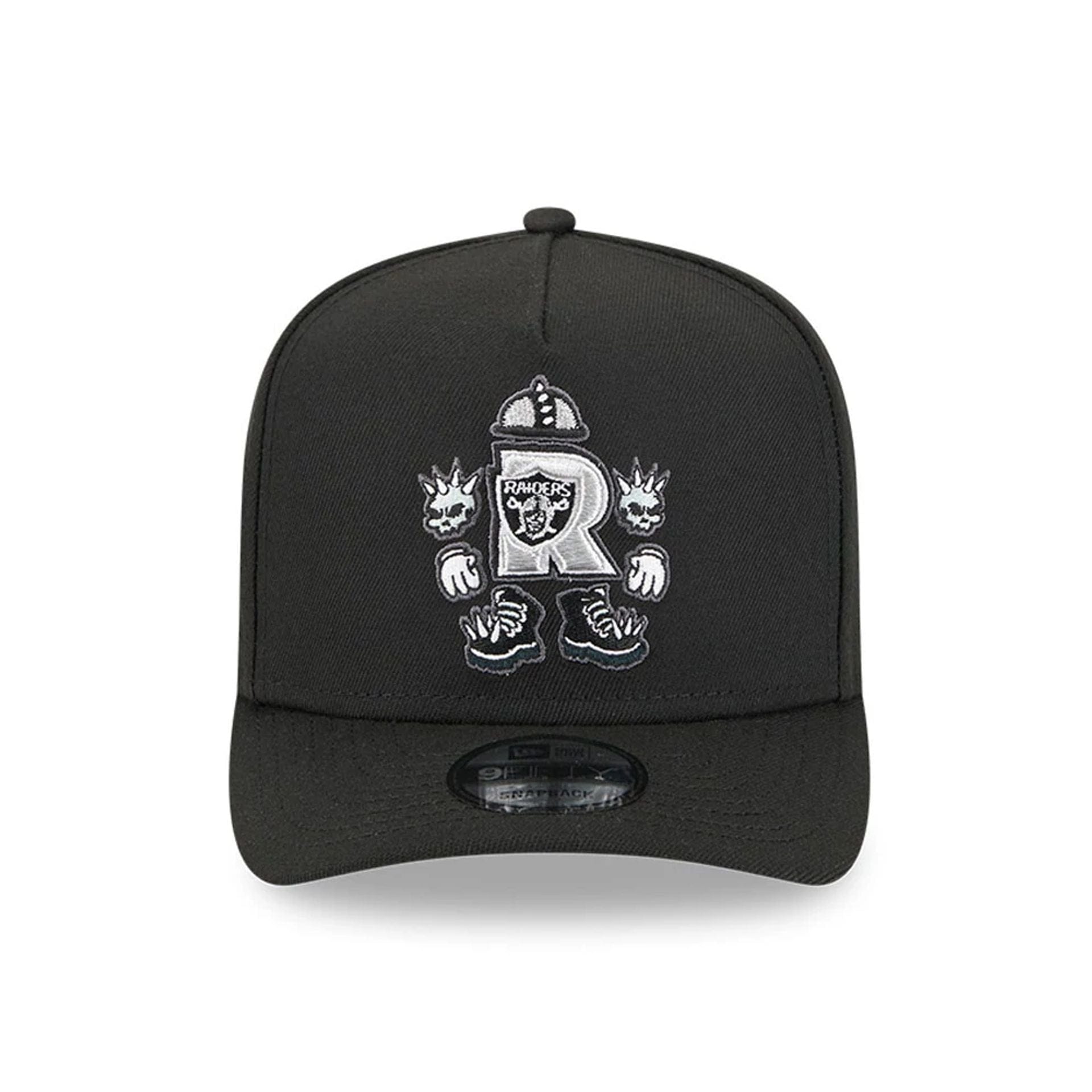 Pictured is this NFL Cartoon Las Vegas Raiders 9FIFTY A-Frame Snapback cap in black. 3