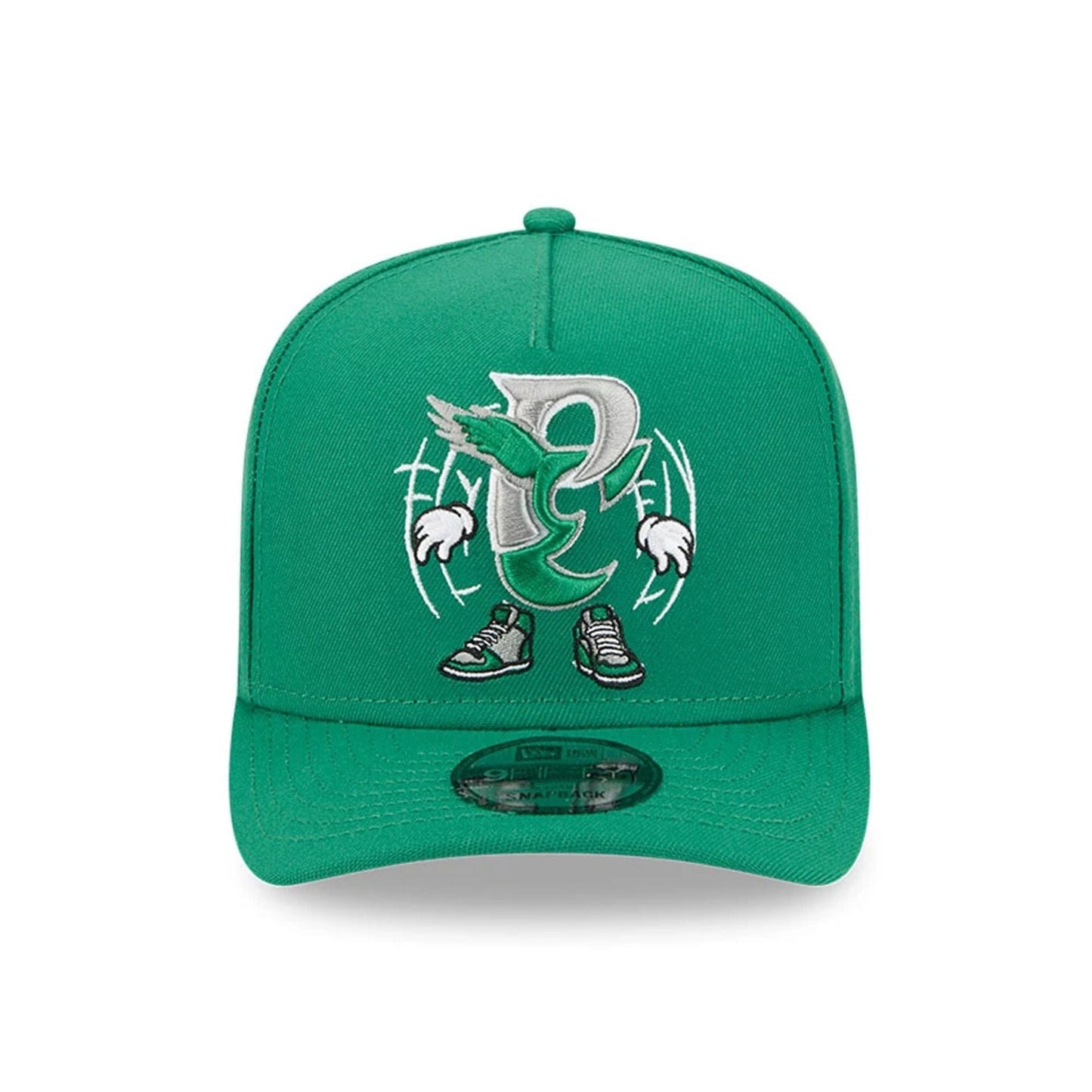 Pictured is this NFL Cartoon Philadelphia Eagles 9FIFTY A-Frame Snapback cap in dark green. 3