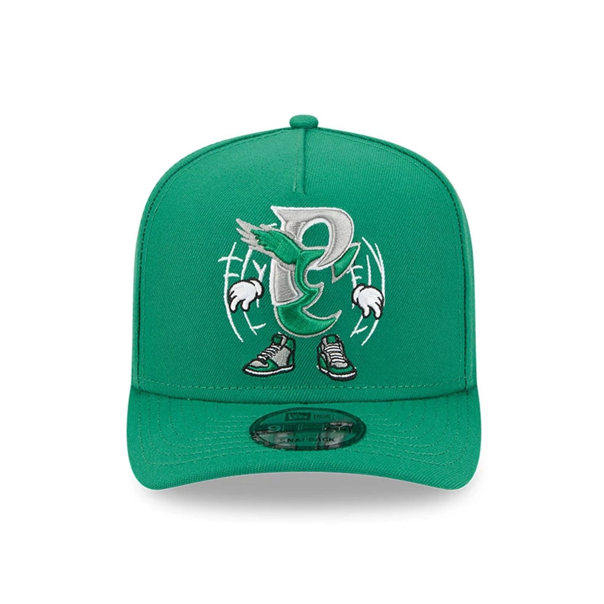 Pictured is this NFL Cartoon Philadelphia Eagles 9FIFTY A-Frame Snapback cap in dark green. 3