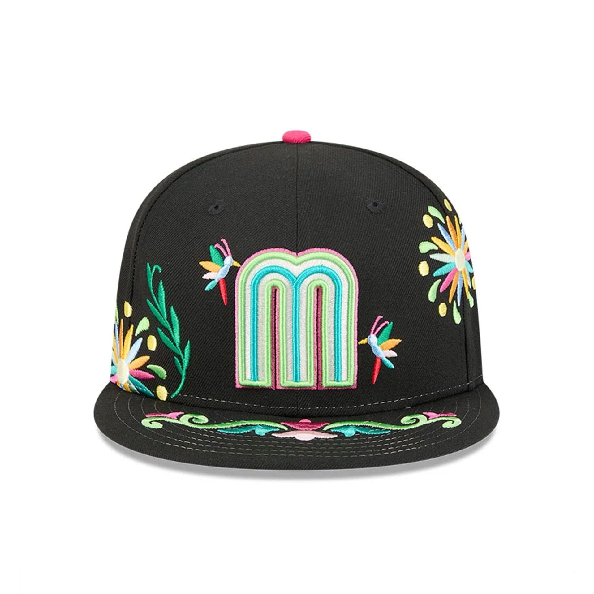 Pictured is this World Baseball Classic Latin Embroidery Mexico 59FIFTY Fitted cap in black. 3