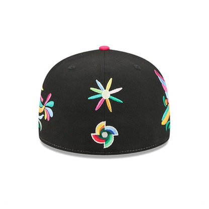 Pictured is this World Baseball Classic Latin Embroidery Mexico 59FIFTY Fitted cap in black. 5