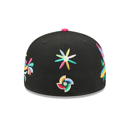 Pictured is this World Baseball Classic Latin Embroidery Mexico 59FIFTY Fitted cap in black. 5