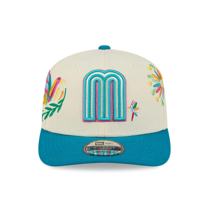 Pictured is this World Baseball Classic Latin Embroidery Mexico 9SEVENTY Stretch Snap cap in white. 3