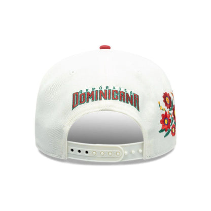 Pictured is this World Baseball Classic Latin Embroidery Dominican Republic 9SEVENTY Stretch Snap cap in white. 4