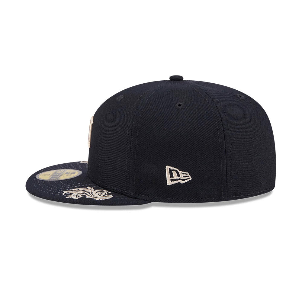 Pictured is this MLB Script Detroit Tigers 59FIFTY Fitted cap in navy. 7
