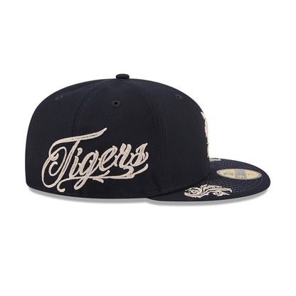 Pictured is this MLB Script Detroit Tigers 59FIFTY Fitted cap in navy. 4