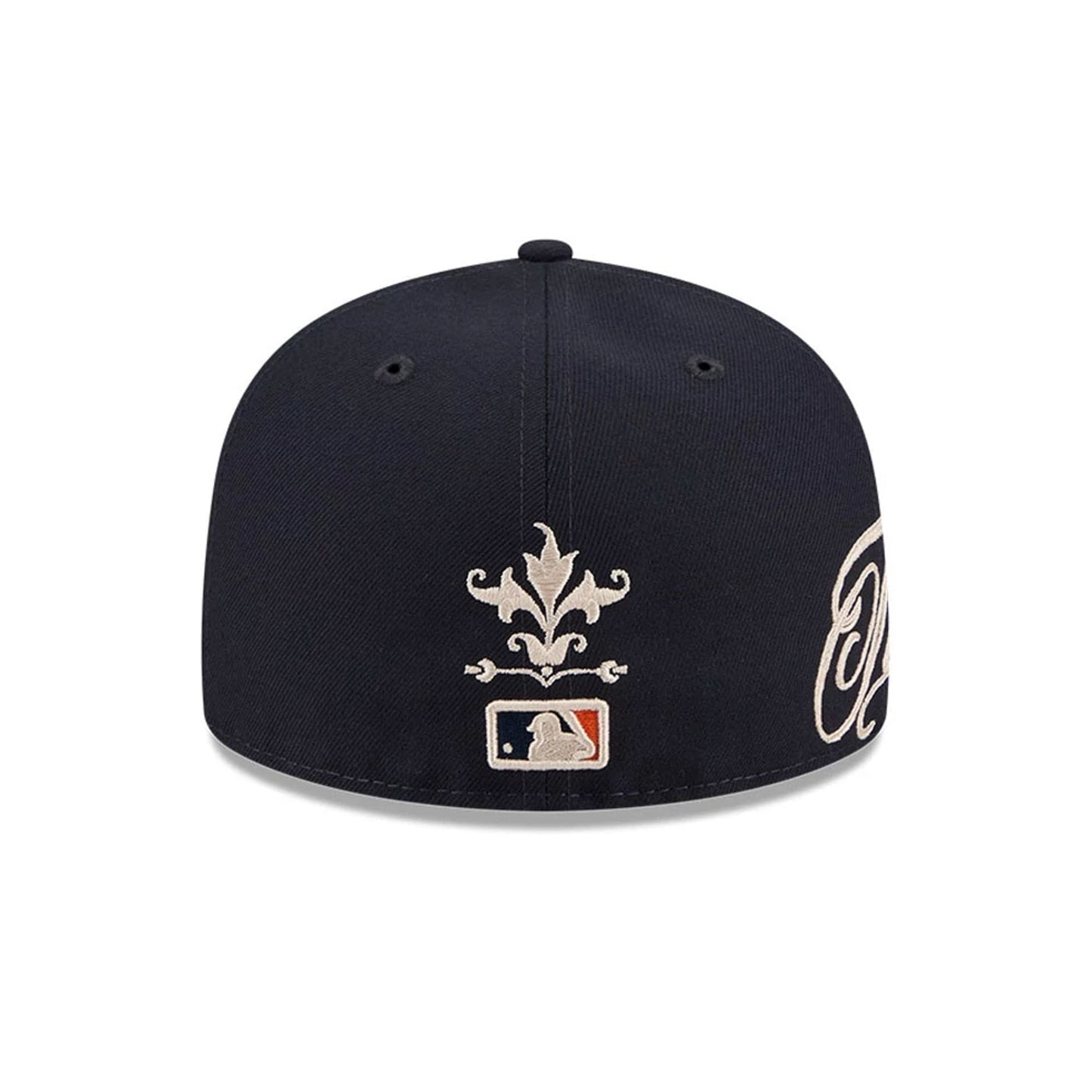 Pictured is this MLB Script Detroit Tigers 59FIFTY Fitted cap in navy. 3